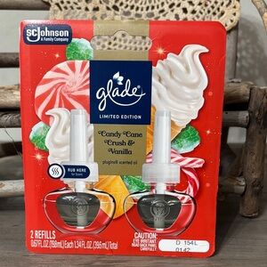 NEW Glade Limited Edition Candy Cane Crush & Vanilla Refills- 2 Pack